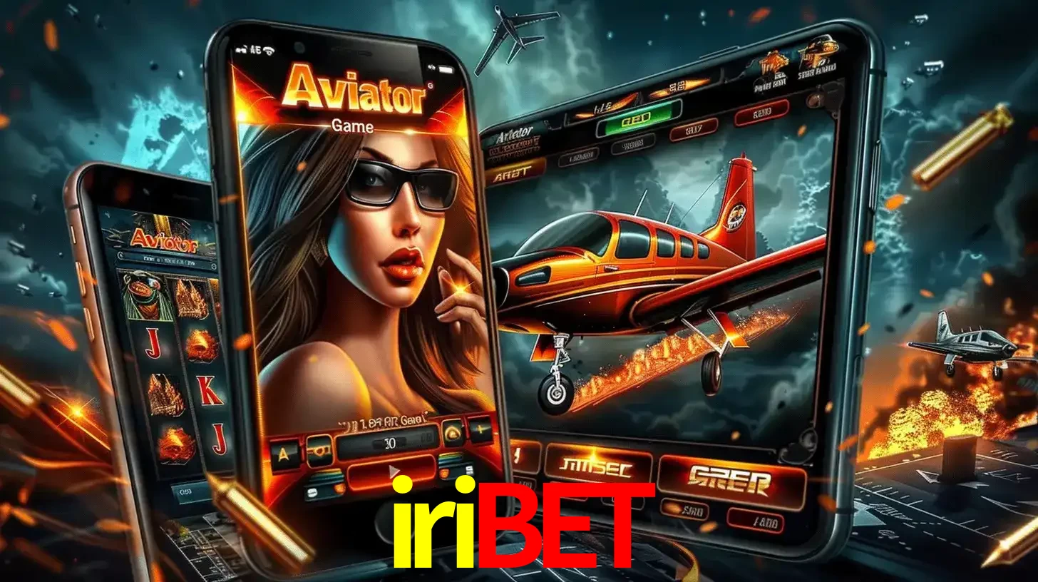 O popular jogo de apostas Aviator exibido em vários celulares e tablets, mostrando a interface emocionante e a ação de voo disponíveis para jogar agora no iribet.