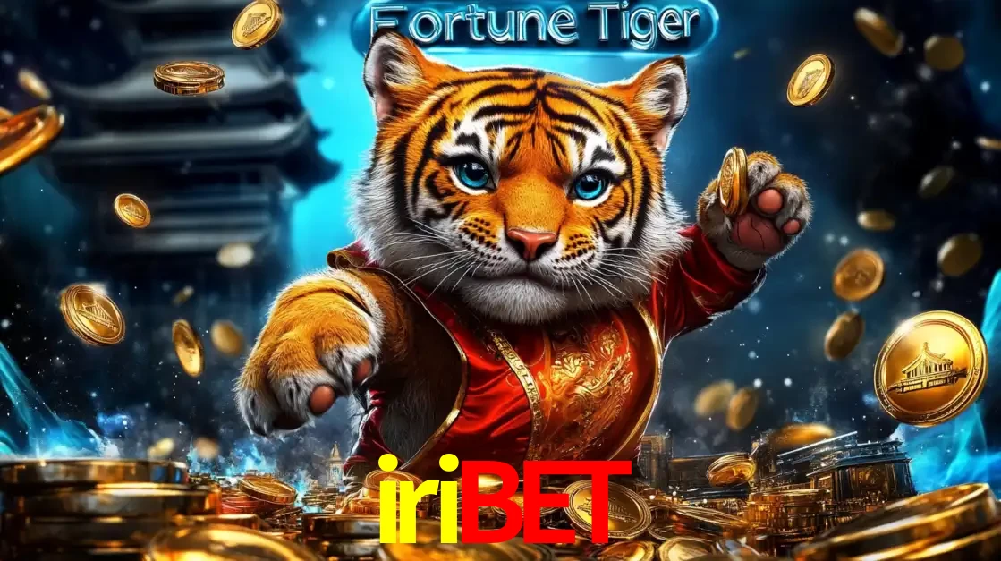 Imagem promocional do jogo de slot Fortune Tiger, com um tigre majestoso em traje tradicional cercado por uma fortuna em moedas de ouro, disponível agora no cassino iribet.